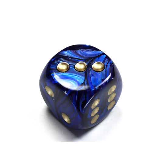 CHX DC3006 Scarab Royal Blue/gold 30mm d6 dice w/pips