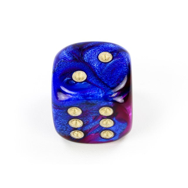 CHX DG2028 Gemini Blue-Purple/gold 20mm d6 dice w/pips