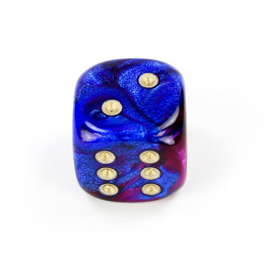 CHX DG2028 Gemini Blue-Purple/gold 20mm d6 dice w/pips