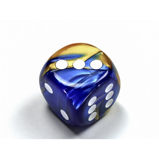 CHX DG3022 Gemini Blue-Gold/white 30mm d6 dice w/pips