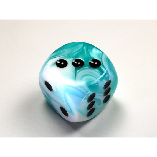 CHX DG3044 Gemini Teal-White/black 30mm d6 dice w/pips