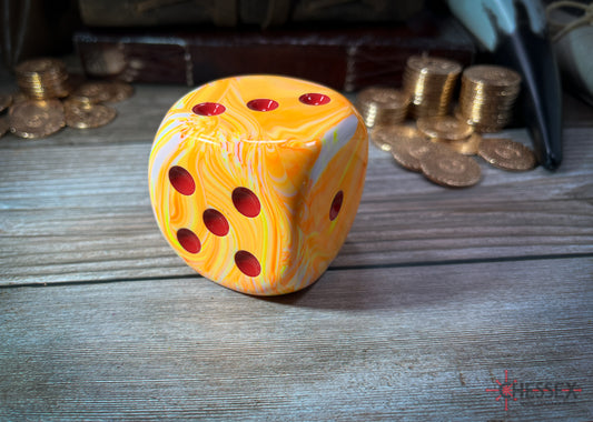 CHX DF5053 Festive Sunburst/red 50mm d6 dice w/pips