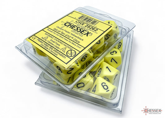 CHX 25262 Opaque Pastel Yellow/black Set of Ten d10s