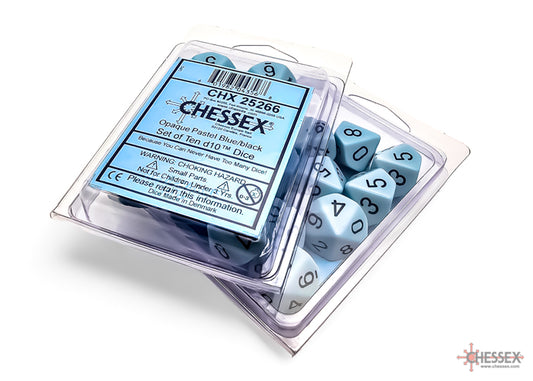 CHX 25266 Opaque Pastel Blue/black Set of Ten d10s