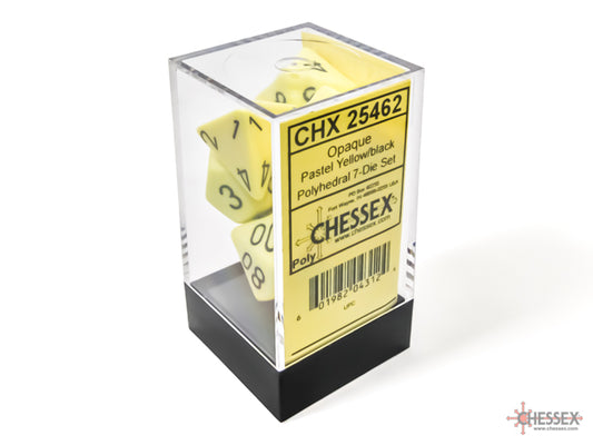 CHX 25462 Opaque Polyhedral Pastel Yellow/black 7-Die Set