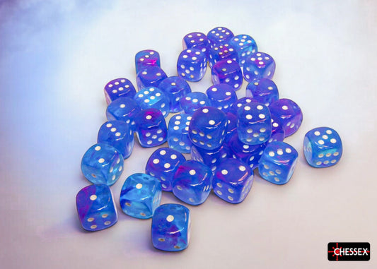 CHX 27967 Nebula Aura/white Luminary 12mm d6 Dice Block (36 dice)