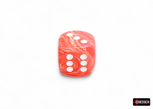 CHX DF3033 Festive Dahlia/white Luminary 30mm d6 dice w/pips