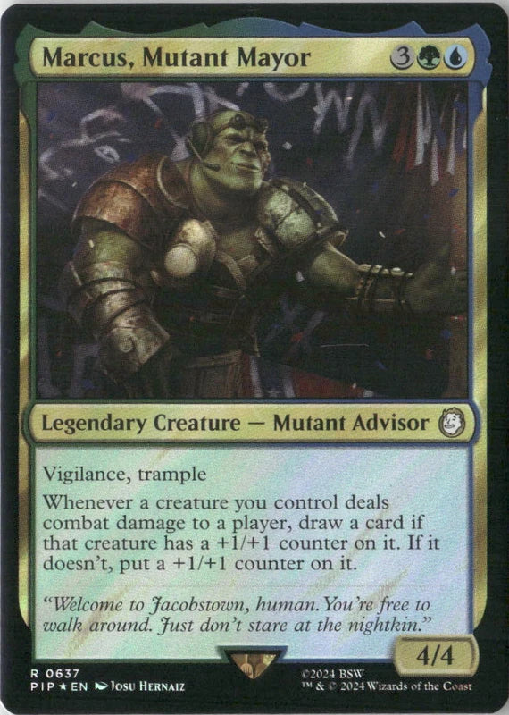 Scan Image | Marcus, Mutant Mayor (Surge Foil) - Universes Beyond: Fallout | [7B6029BD]