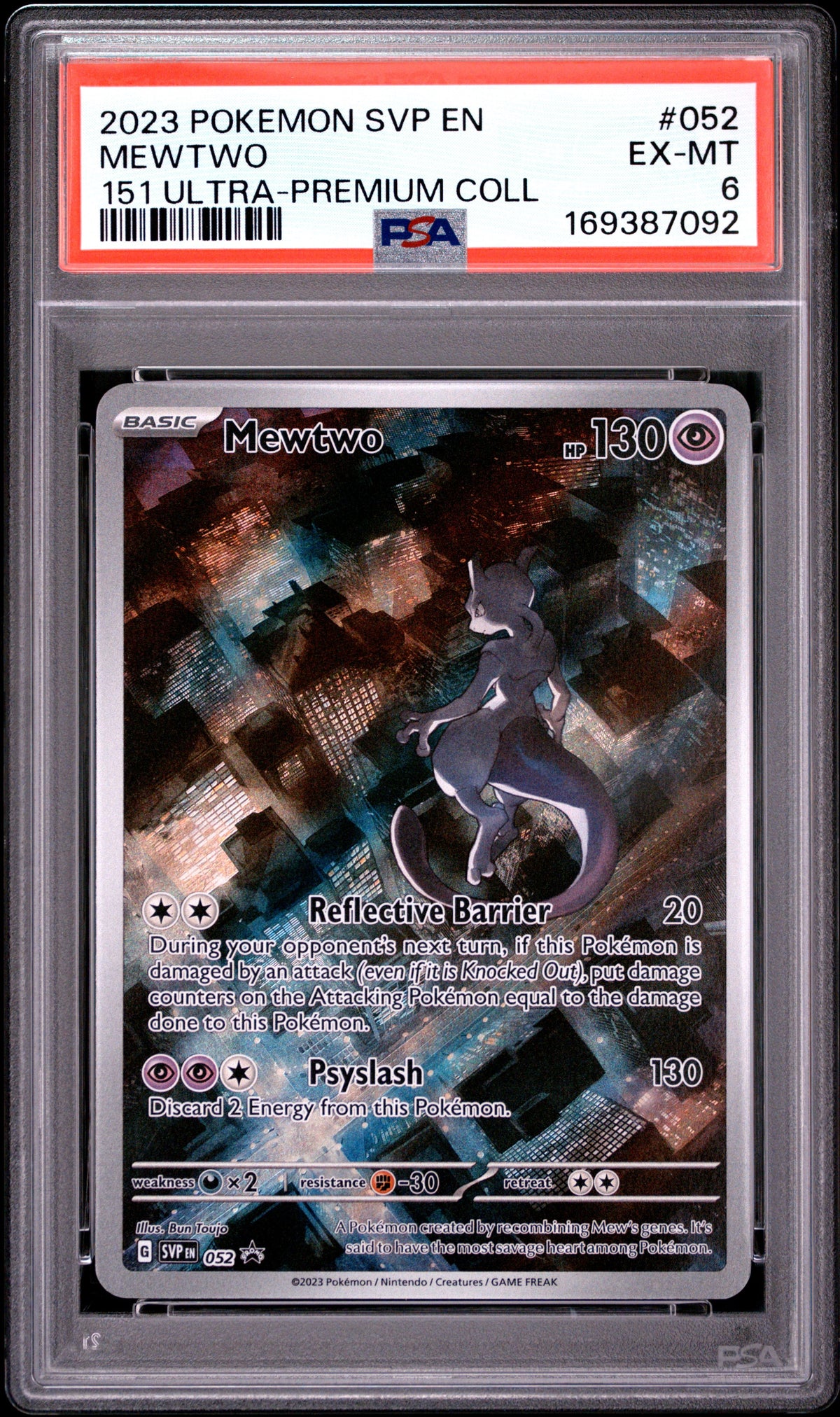 2023 Pokemon Svp En-Sv Black Star Promo 052 Mewtwo 151 Ultra-Premium Coll - PSA 6