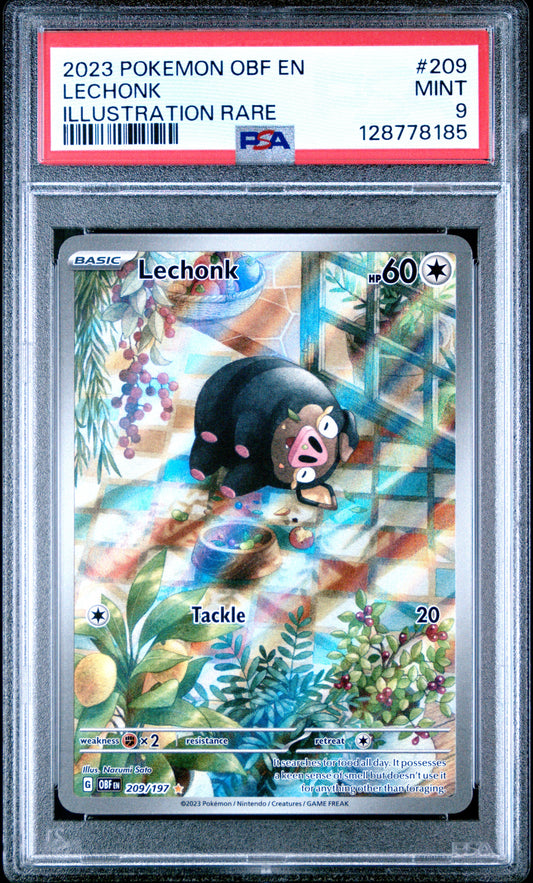 2023 Pokemon Obf En-Obsidian Flames 209 Lechonk Illustration Rare - PSA 9