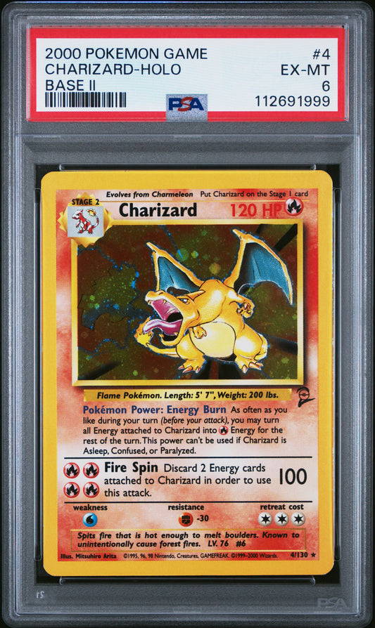 2000 Pokemon Game Base Ii 4 Charizard-Holo Base 2 - PSA 6