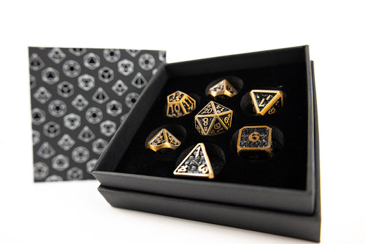 LPG Dice Set - Metal RPG Draco Dark Black/Gold