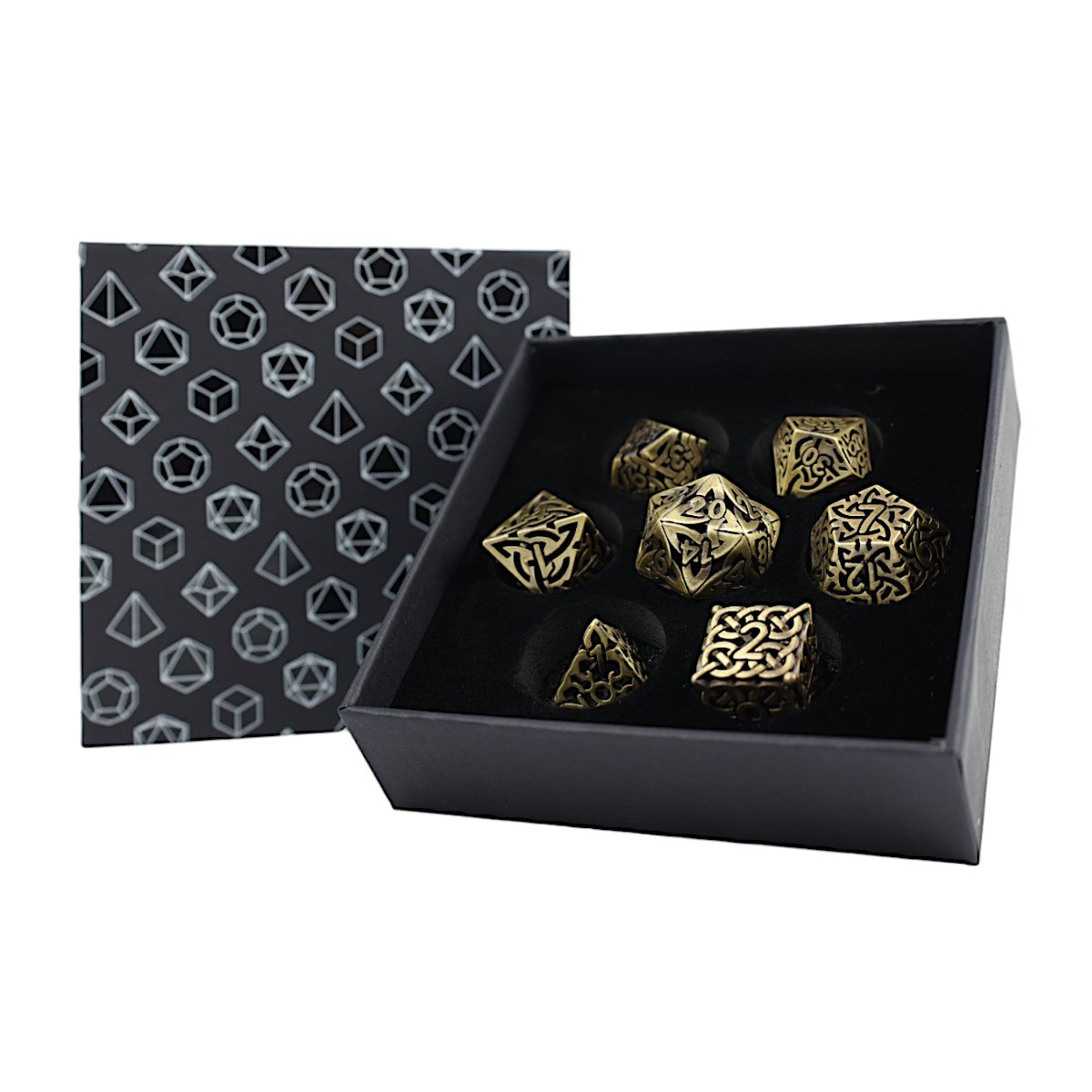 LPG Dice RPG Set Hollow Textures - Tarnished Gold