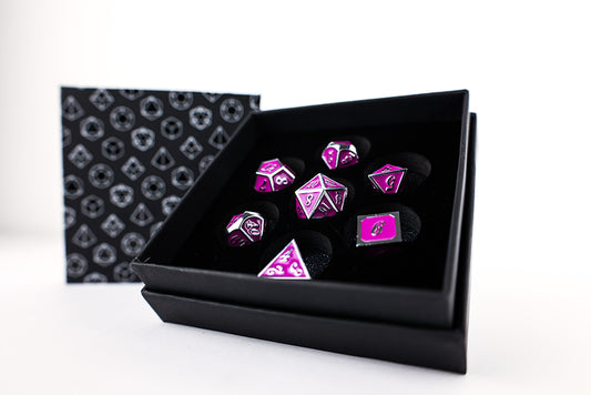 LPG Dice Set - Metal RPG Serif Purple/Silver