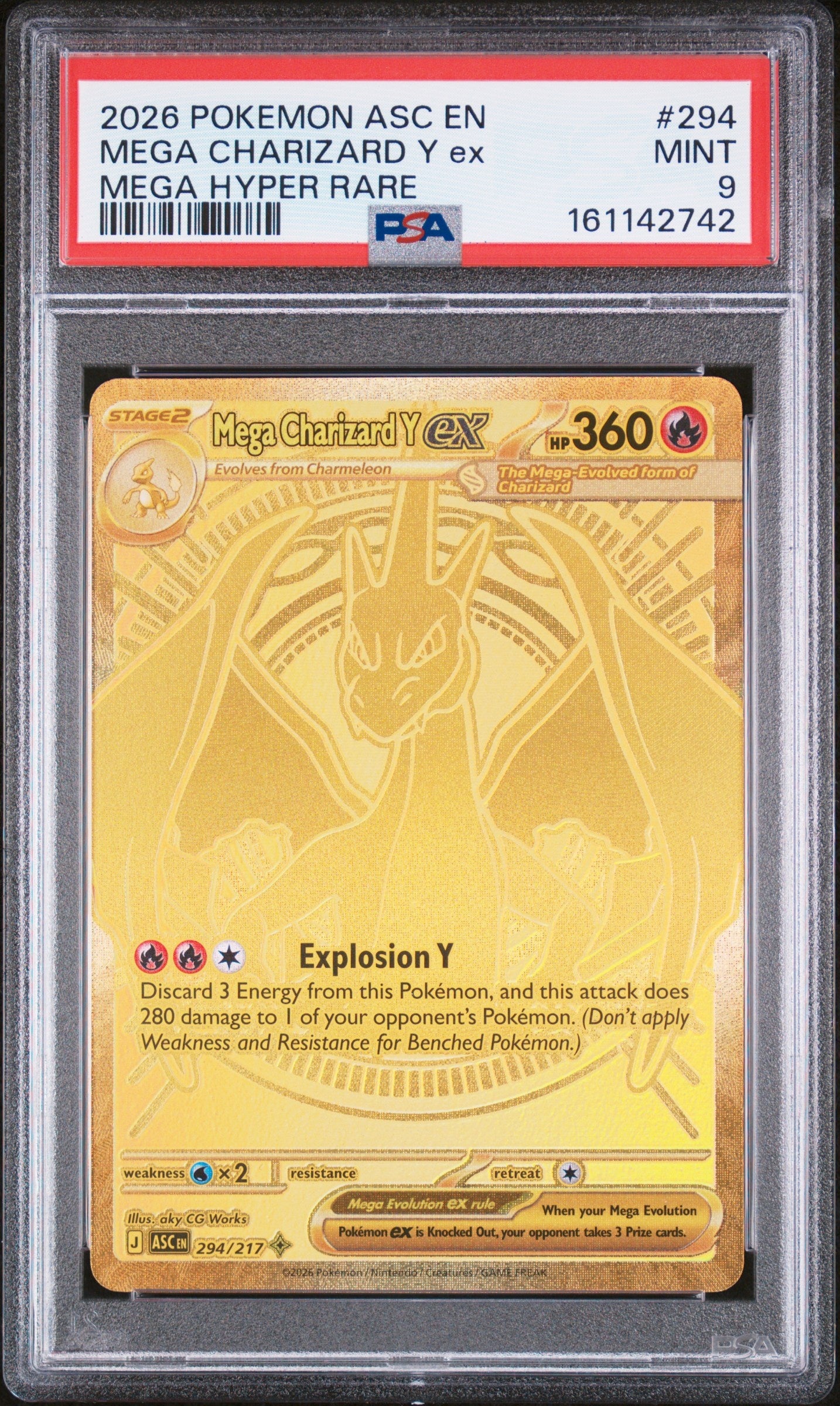 2026 Pokemon Asc En-Ascended Heroes 294 Mega Charizard Y Ex Mega Hyper Rare - PSA 9