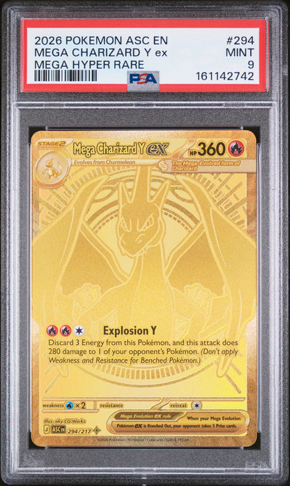 2026 Pokemon Asc En-Ascended Heroes 294 Mega Charizard Y Ex Mega Hyper Rare - PSA 9