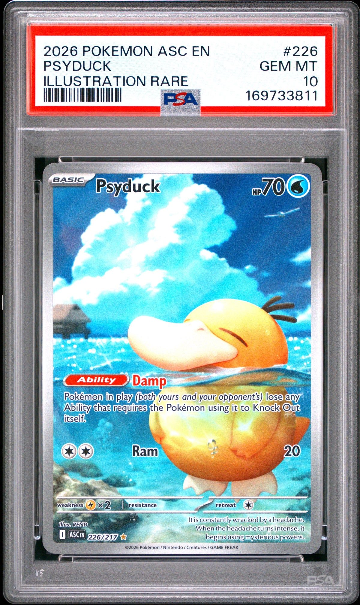 2026 Pokemon Asc En-Ascended Heroes 226 Psyduck Illustration Rare - PSA 10