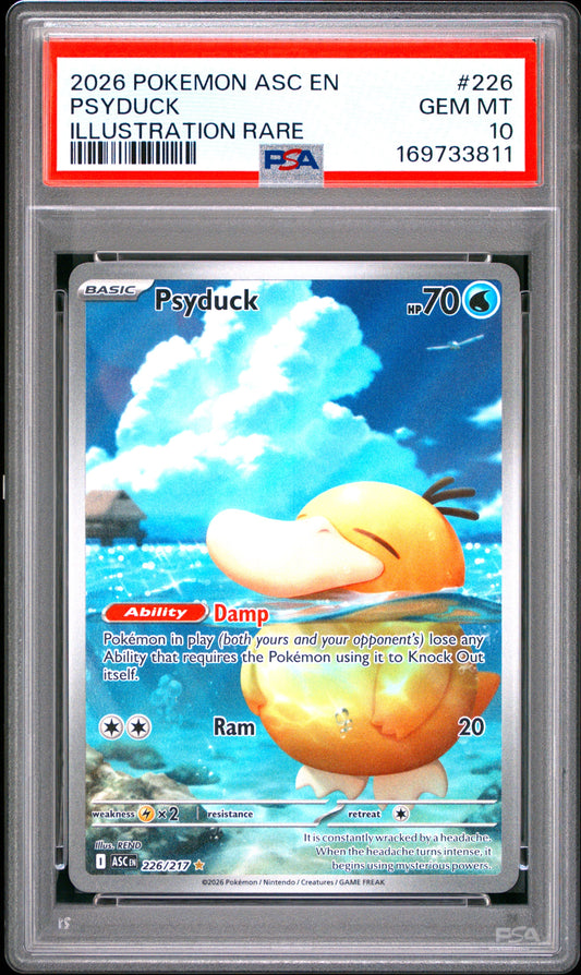 2026 Pokemon Asc En-Ascended Heroes 226 Psyduck Illustration Rare - PSA 10