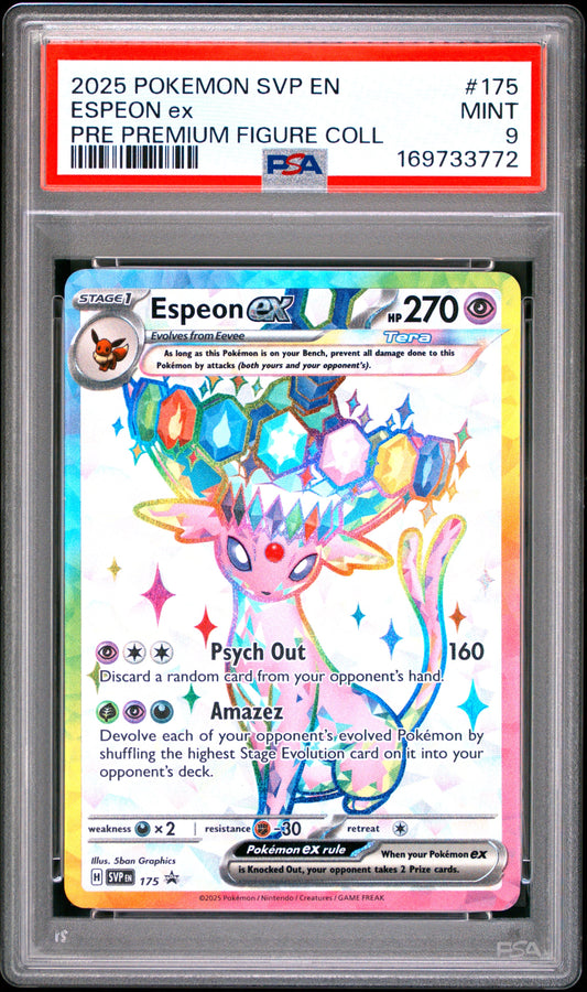 2025 Pokemon Svp En-Sv Black Star Promo 175 Espeon Ex Pre Premium Figure Coll - PSA 9