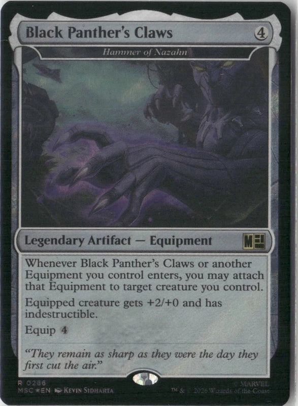Scan Image | Black Panther's Claws - Hammer of Nazahn (Surge Foil) - Commander: Marvel Super Heroes | [2281F4C0]
