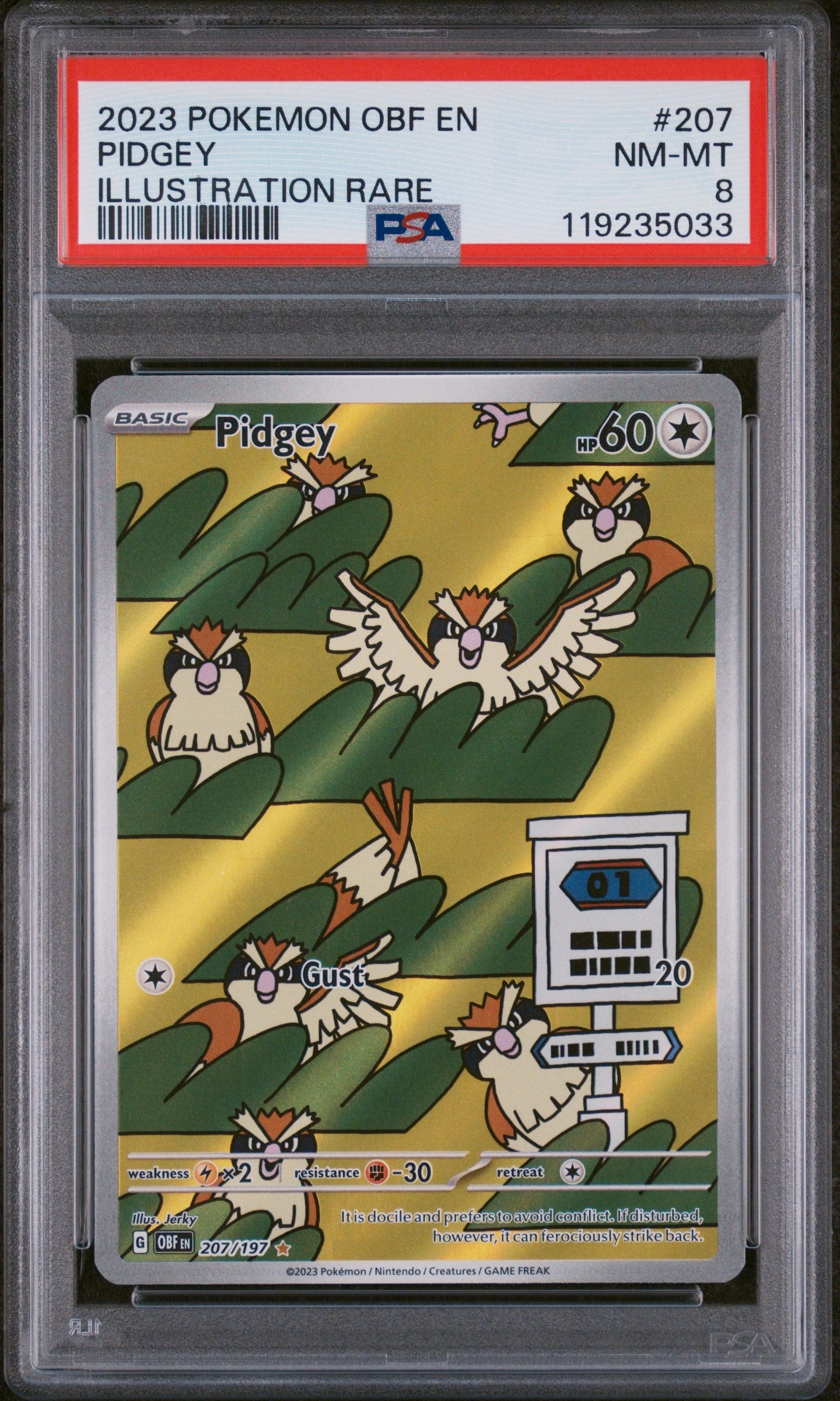 2023 Pokemon Obf En-Obsidian Flames 207 Pidgey - PSA 8