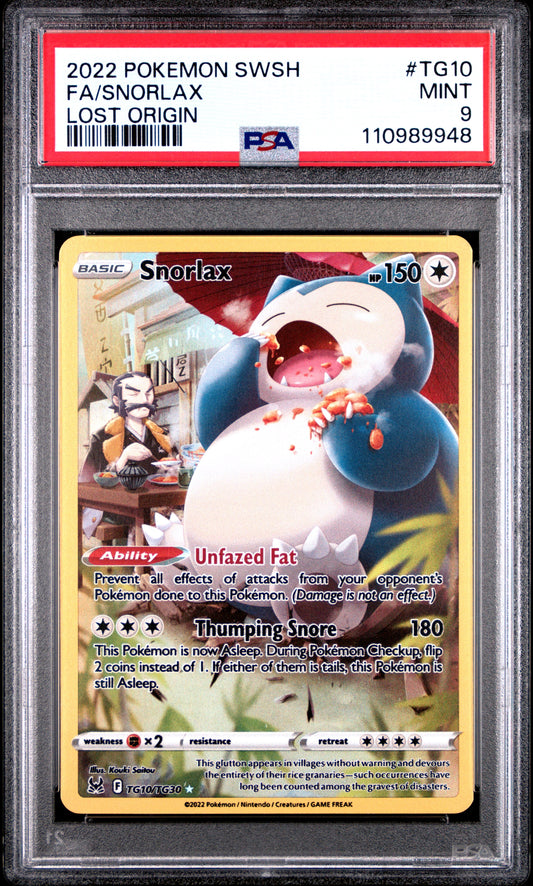 2022 Pokemon Sword & Shield Lost Origin - Snorlax - Tg10 - PSA 9