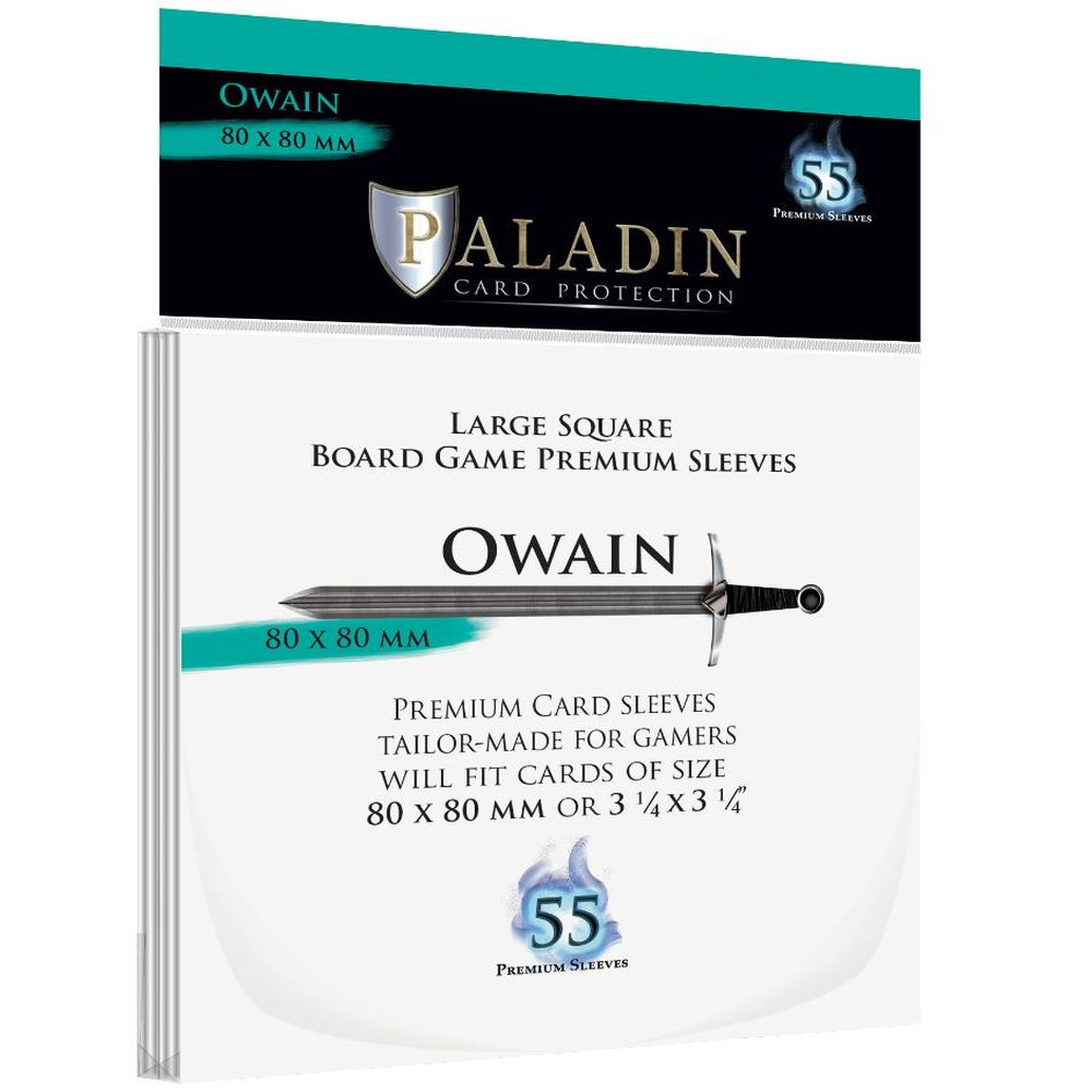 Paladin Clear Sleeves - Owain (80mm X 80mm) (55 Sleeves Per Pack)