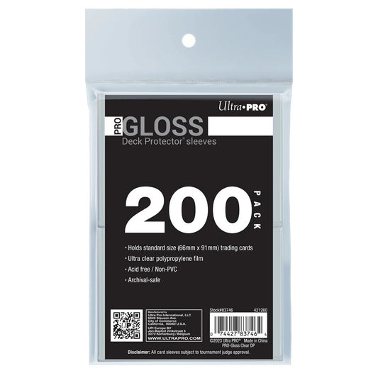 Ultra Pro: UP83746 PRO-Gloss Standard Deck Protector Sleeves 200ct Bundle - Clear