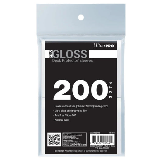 Ultra Pro: UP83749 PRO-Gloss Standard Deck Protector Sleeves 200ct Bundle - White