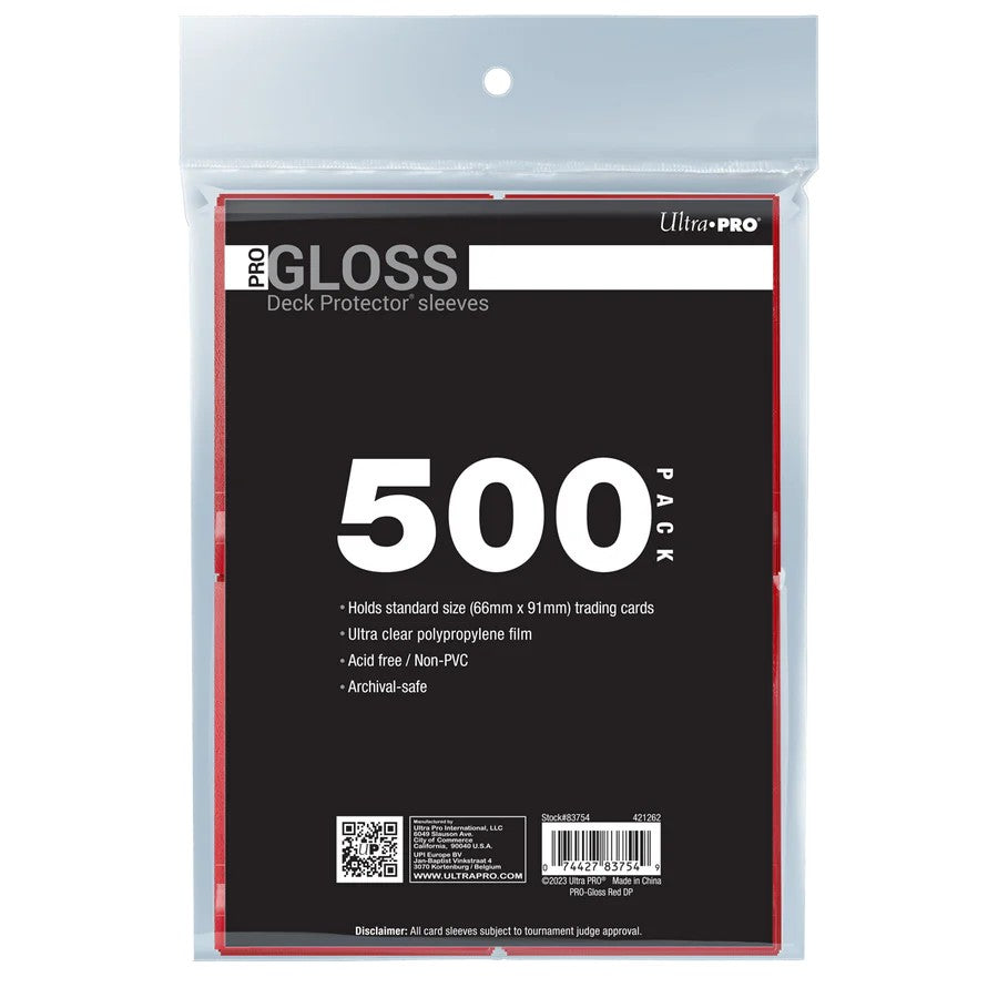 Ultra Pro: UP83754 PRO-Gloss Standard Deck Protector Sleeves 500ct Bundle - Red