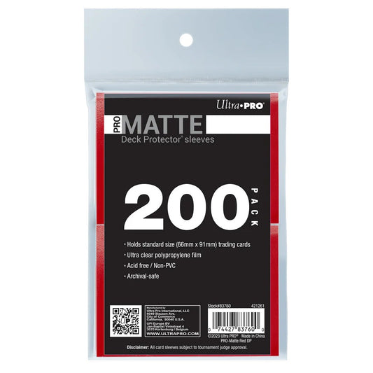 Ultra Pro: UP83760 PRO-Matte Standard Deck Protector Sleeves 200ct Bundle - Red