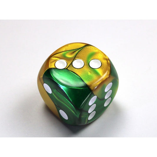CHX DG3025 Gemini Gold-Green/white 30mm d6 dice w/pips