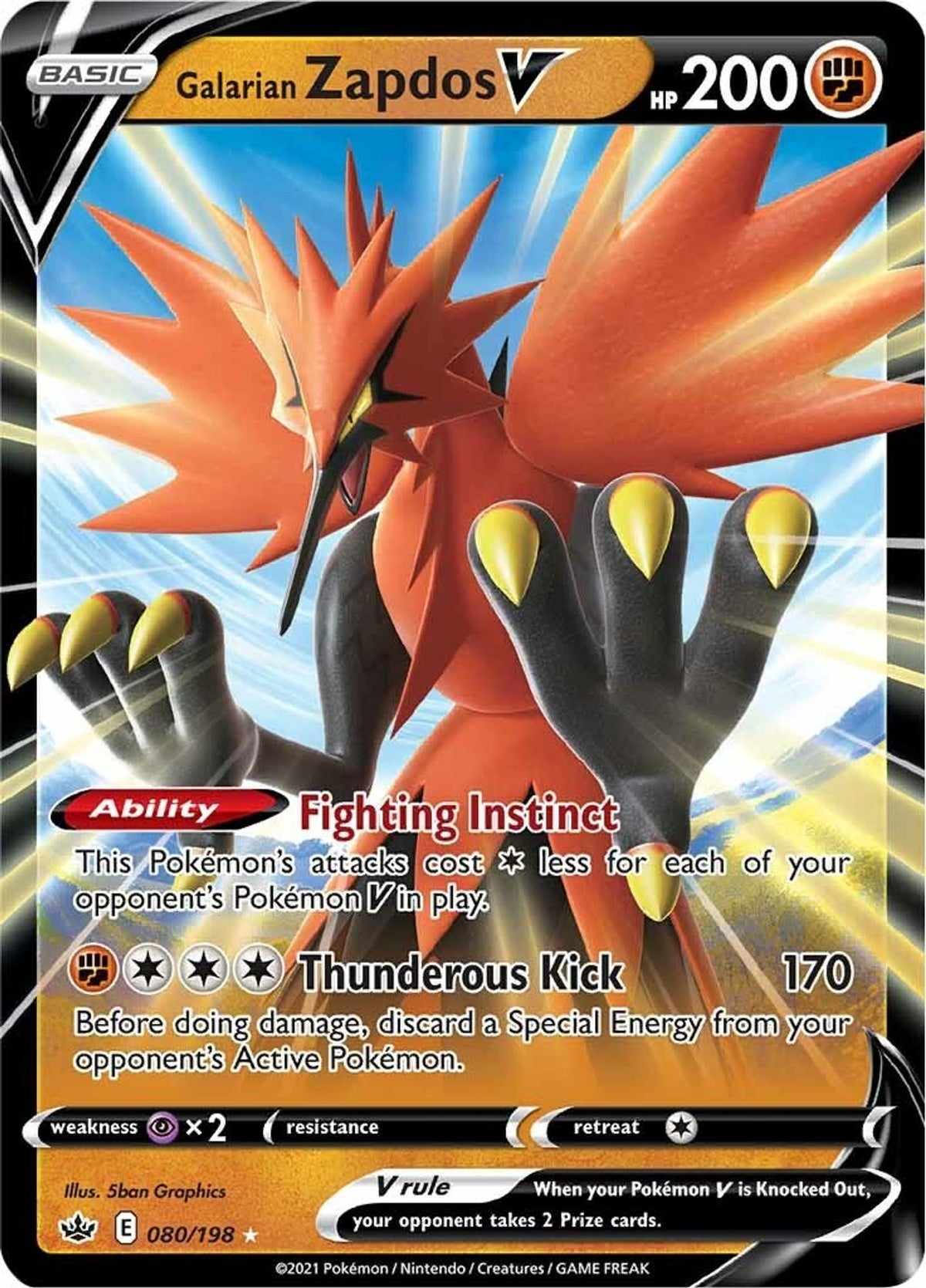 Galarian Zapdos V - SWSH06: Chilling Reign