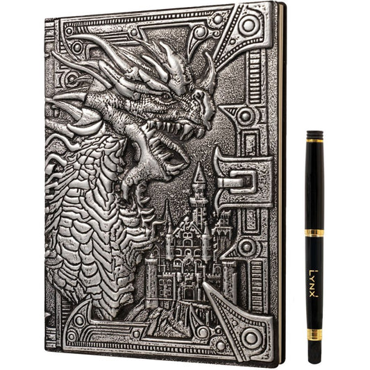 3D Faux-Leather Notebook - Journal - Silver Dragon