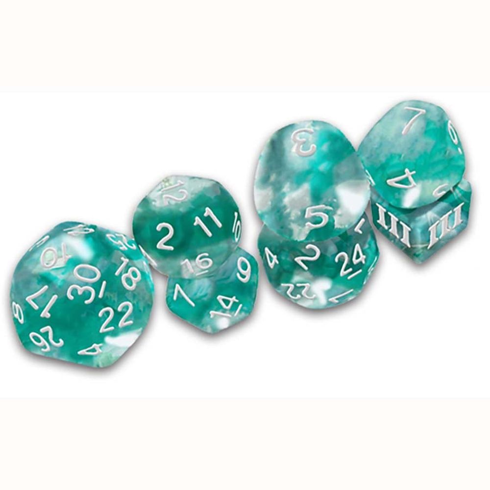 Dungeon Crawl Classics - DCC RPG Dice - Thracian Azure Swirl Dice - DCC Funky 7