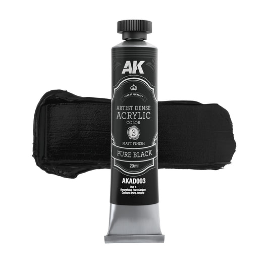 AK Interactive - Dense Acrylics - Pure Black 20ml