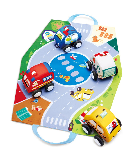 Hape - Infant Toys: Pull-Back Plush Car Set