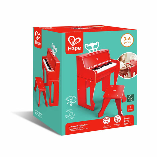 Hape - Preschool Music: Learn with Lights Piano (RED) with stool