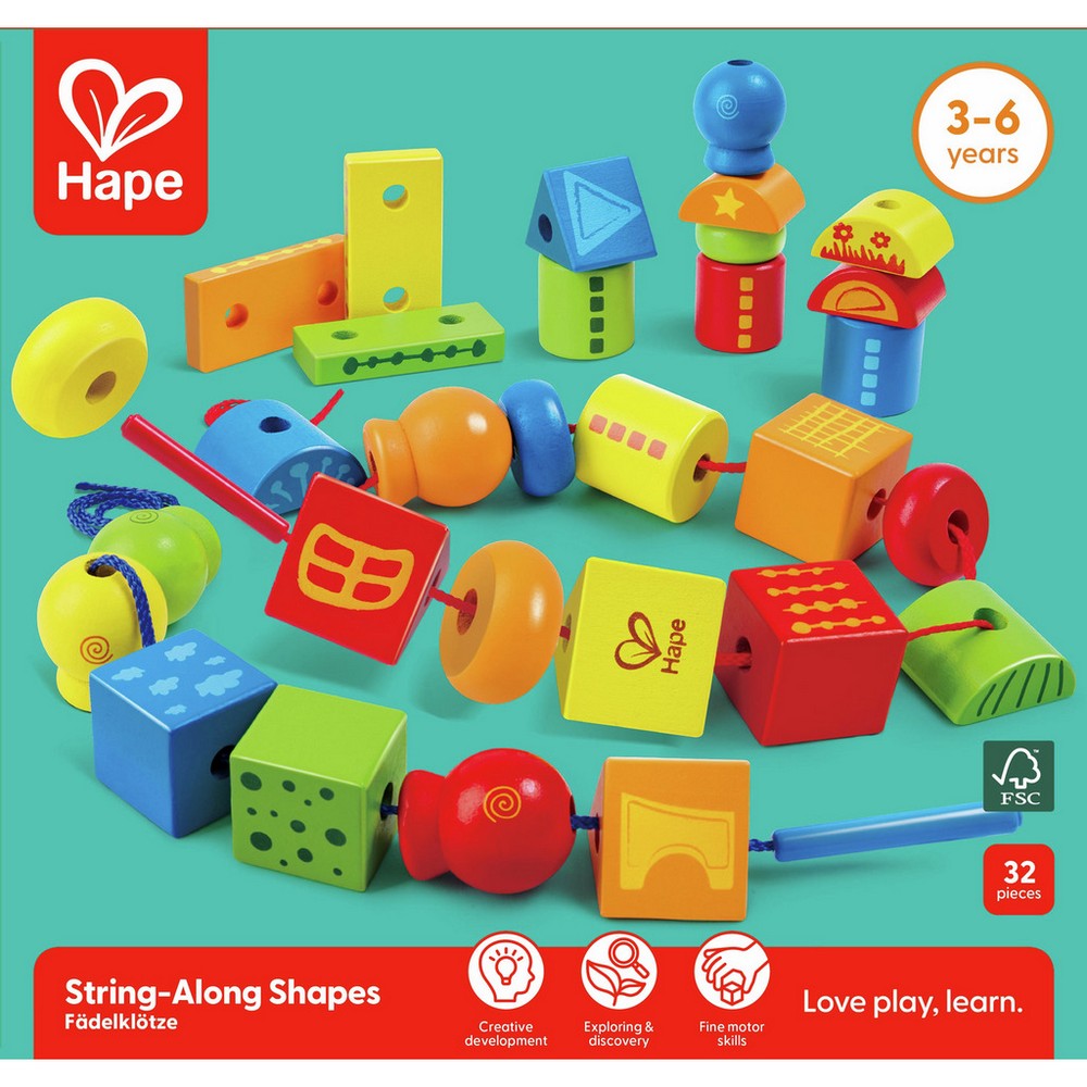 Hape - Toddler Toys: String-Along Shapes | Ozzie Collectables