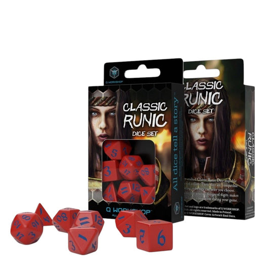 Q Workshop: Classic Runic Red & blue Dice Set (7)