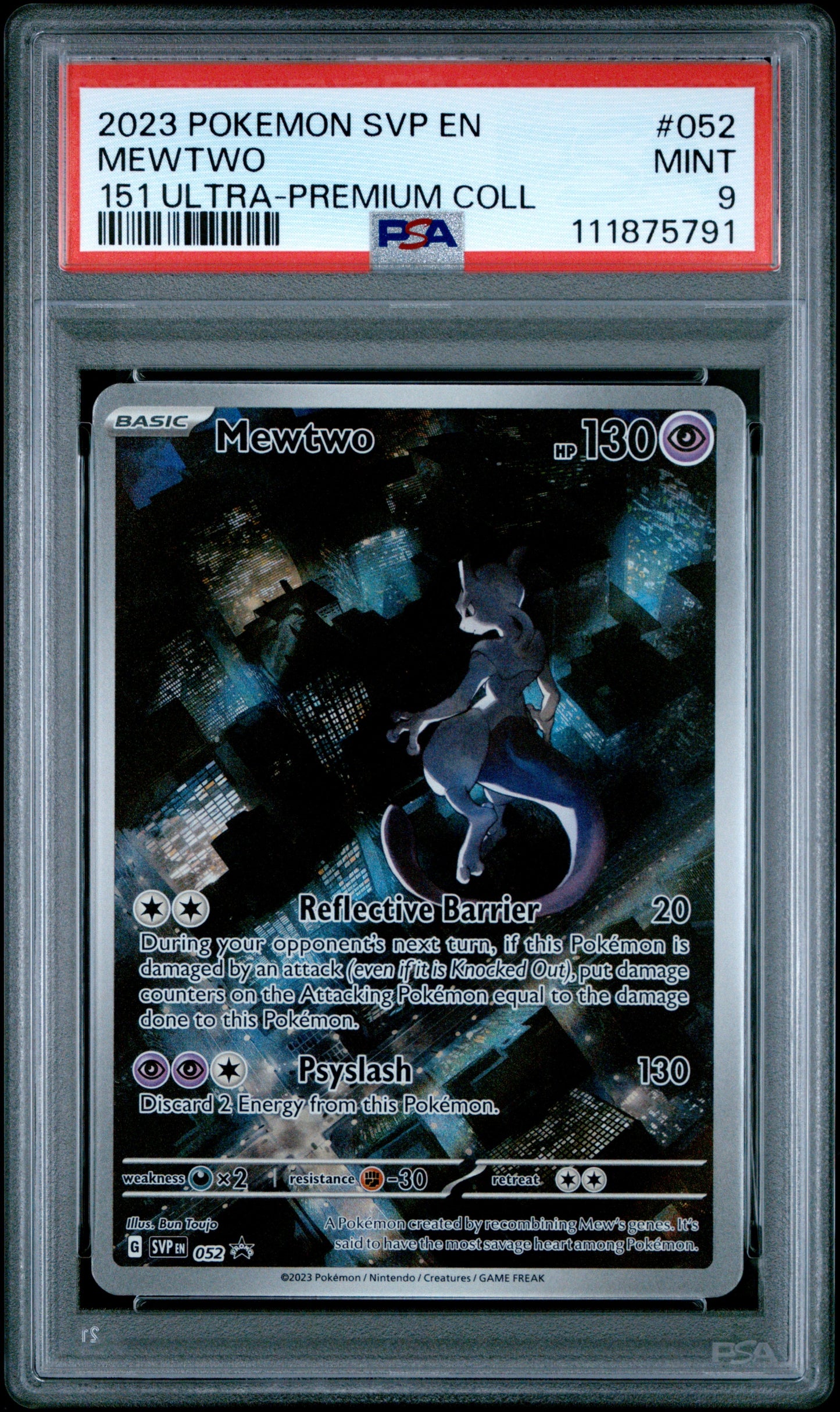 2023 Pokemon Svp En-Sv Black Star Promo 052 Mewtwo 151 Ultra-Premium Coll - PSA 9