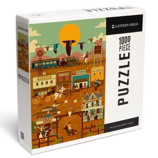 1000 Piece Puzzle Western Town Geometric