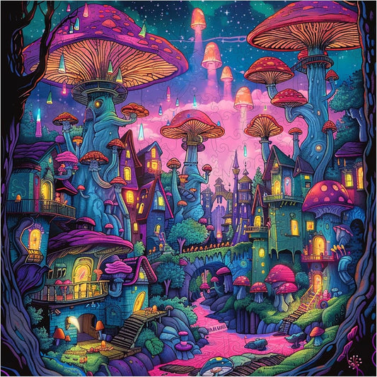 Trippy Puzzles - 300 Pce Wood Jigsaw Shroomopolis