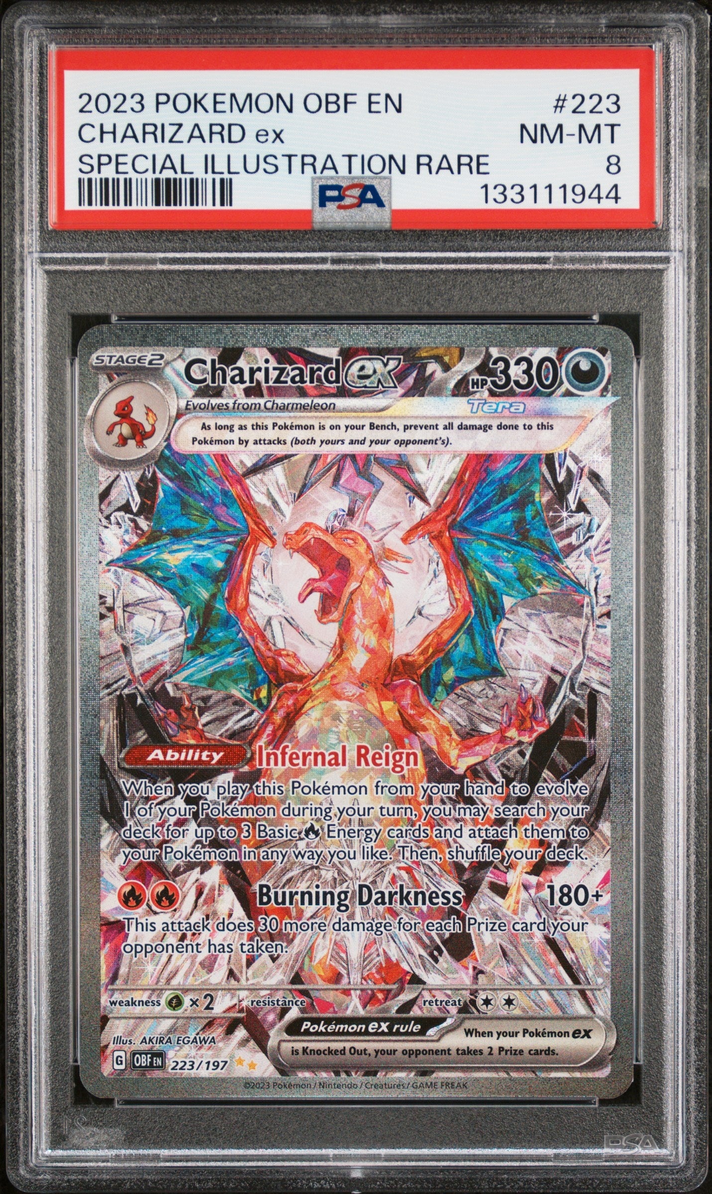 2023 Pokemon Obf En-Obsidian Flames 223 Charizard Ex Special Illustration Rare - PSA 8