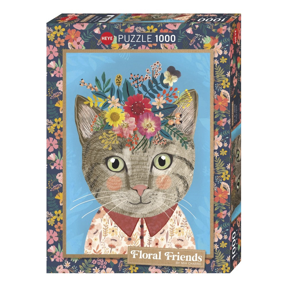 Puzzle - Heye - Floral Friends; Pretty Feline