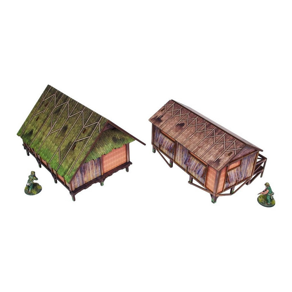 Micro Art Studio - WW2 Pacific Jungle Huts (2) PREPAINTED [28mm/1:56]