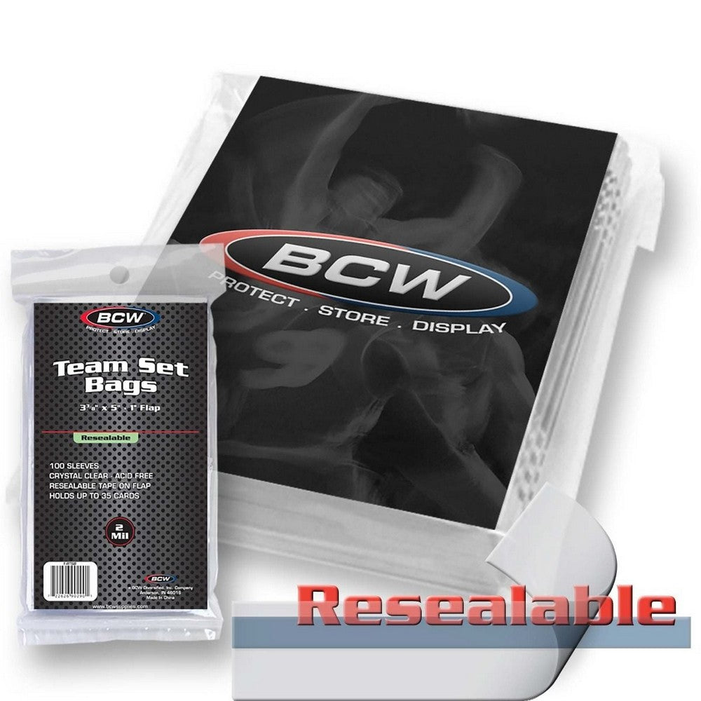 BCW - Toploaders - Resealable Team Set Bags - 3 3/8 X 5