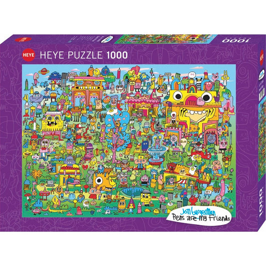 Puzzle - Heye - Burgerman Doodle Village 1000pc