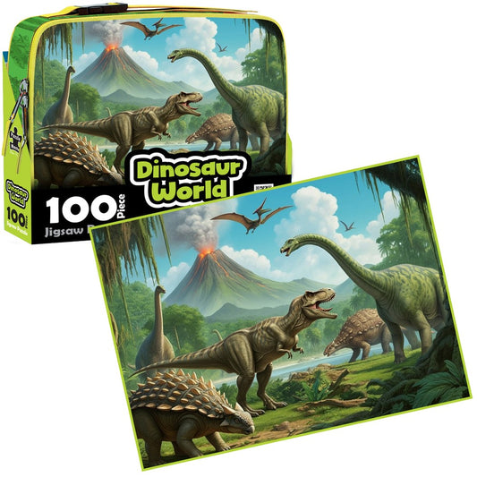 Puzzles - BMS - 100 Piece Lunch Box Puzzle Dinosaur World AR Edition