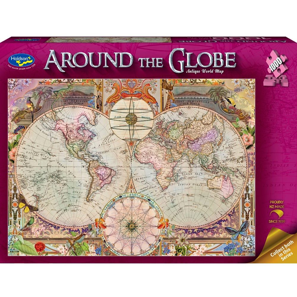 Puzzle - Holdson - Around the Globe - 1000pc Puzzle - Antique World Map
